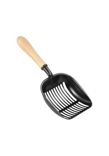 Geekyou Alüminyum Kedi Kumu Kaşığı, Ahşap Saplı, Kaplı, Dikey Çizgili, 5mm Ağızlı, Kuru-nemli Kumu Filtre Edebilir, Evcil Hayvan Tuvaleti Temizliği