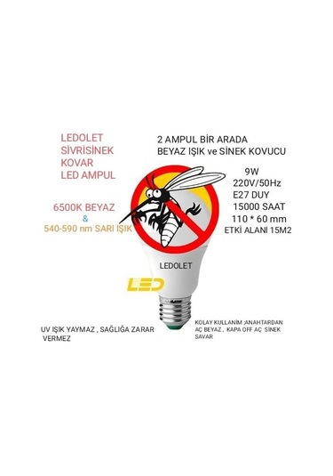 9 W 2 Ampul 1 Arada Beyaz Sarı