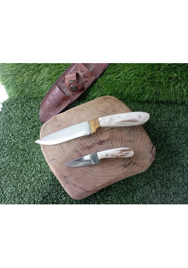 Tctknives El Yapımı Av Kamp Kılıflı Bıçak002 Krem