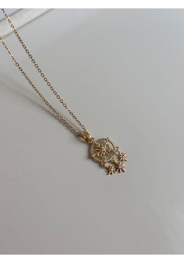 Kar Tanesi Ve Yıldız Figürlü Altın Kaplama Kolye Işıltılı Ve Spiritüel Tasarım Altın