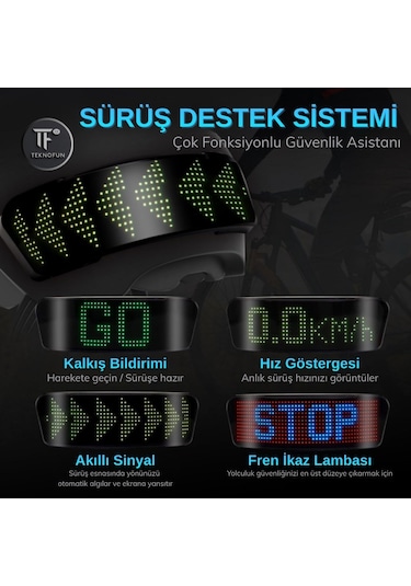 Teknofun Akıllı Kask Led Ekranı - Bluetooth App Kontrollü Sinyal Ve Hız Göstergeli - 1 Adet