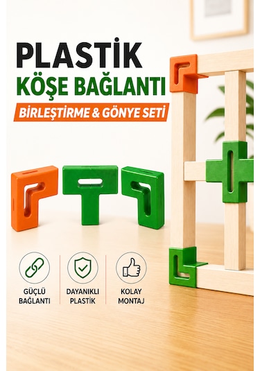 Plastik Köşe Bağlantı Birleştirme Ve Gönye Aparatı Turuncu Yeşil