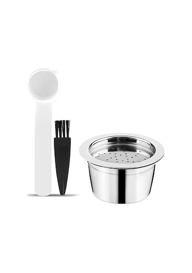 Honmex 304 Paslanmaz Çelik K-fee Uyumlu Tekrarlı Kahve Kapsülü - Filtreli Lezzet, Çöp Ve Kaşık li Gümüş