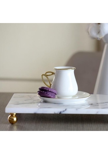 Akayev Mermer Leylak 30x20 Cm Altın Boncuk Ayak Sunum Tabağı