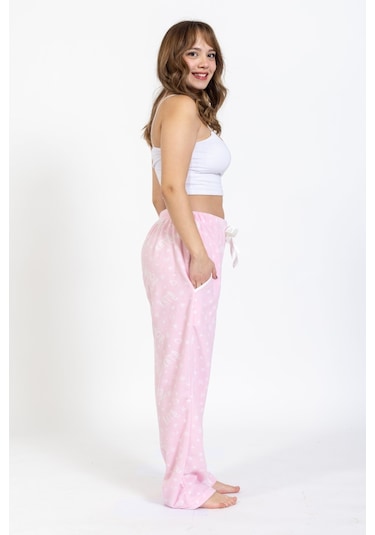 Kadın Polar Kışlık Eşofman Alt Waynap Polar Alt- Pudra