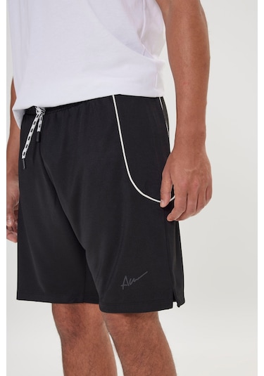 Ac&Co / Altınyıldız Classics Erkek Sıyah Standart Fit Normal Kesim Rahat Örme Şort Siyah