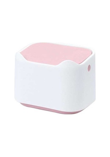 Tongxida 17,8x13x13,5cm Beyaz Pembe İtmeli Küçük Çöp Kovası Evcil Hayvan Kum Kabı Koku Önleyici Diğer
