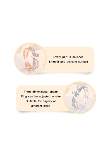 J357 Gold Plated Inlaid Fashion Index Finger Ring Rose Gold Çok Renkli