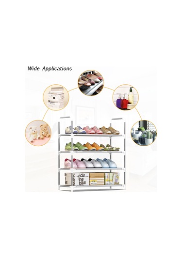 Tenfowee 4 Katmanlı Pratik Ayakkabı Rafı - Paslanmaz Boru Ve Dokumasız Kumaş İle Dayanıklı Depolama Çözümü Gri