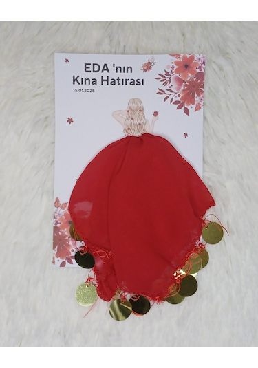 Kına Hediyelik Halay Mendili- Kına Hatırası Pullu Mendil 5 Adet