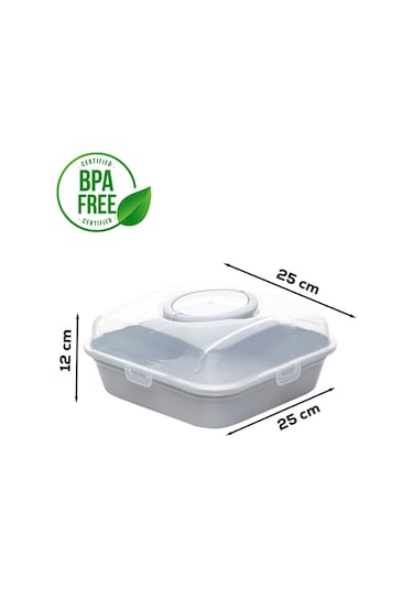 Porsima 1094 Soft Kilitli Taşıma Çantalı Pasta Kek Börek Kabı Gri