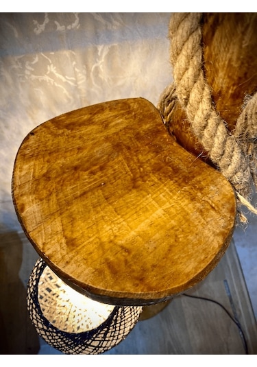 ArtAğaçTasarım Ağaç Lambader Doğal Kütük Köşe Aydınlatma Ahşap Amasya Serisi