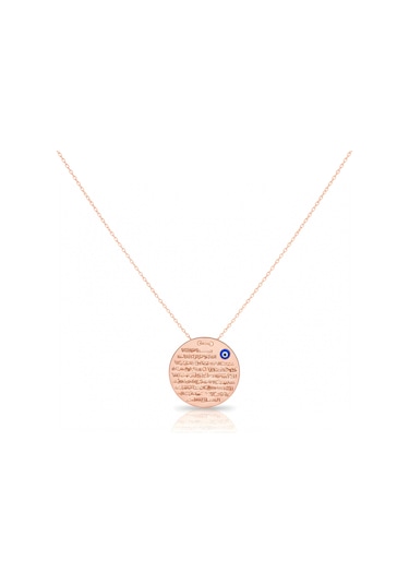 Ayetel Kürsi Yazılı Gümüş Kolye - Rose Rose Gold