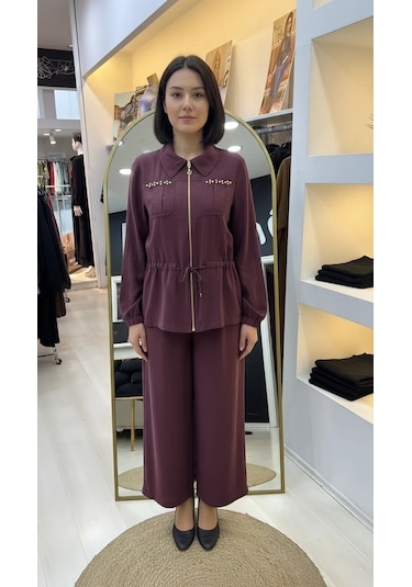 Nuss Pantolonlu Takım 1049 Bordo Bordo