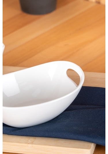 Acar Bianco Perla Oval Kulplu Kase - 16.5 Cm