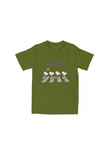 Mınıso Moda Fıstık Snoshirt Beagles Pamuk T-shirt Erkek Kadın Woodstock Komik Gömlek Doğum Günü Hediyesiordu Yeşil Ordu Yeşil