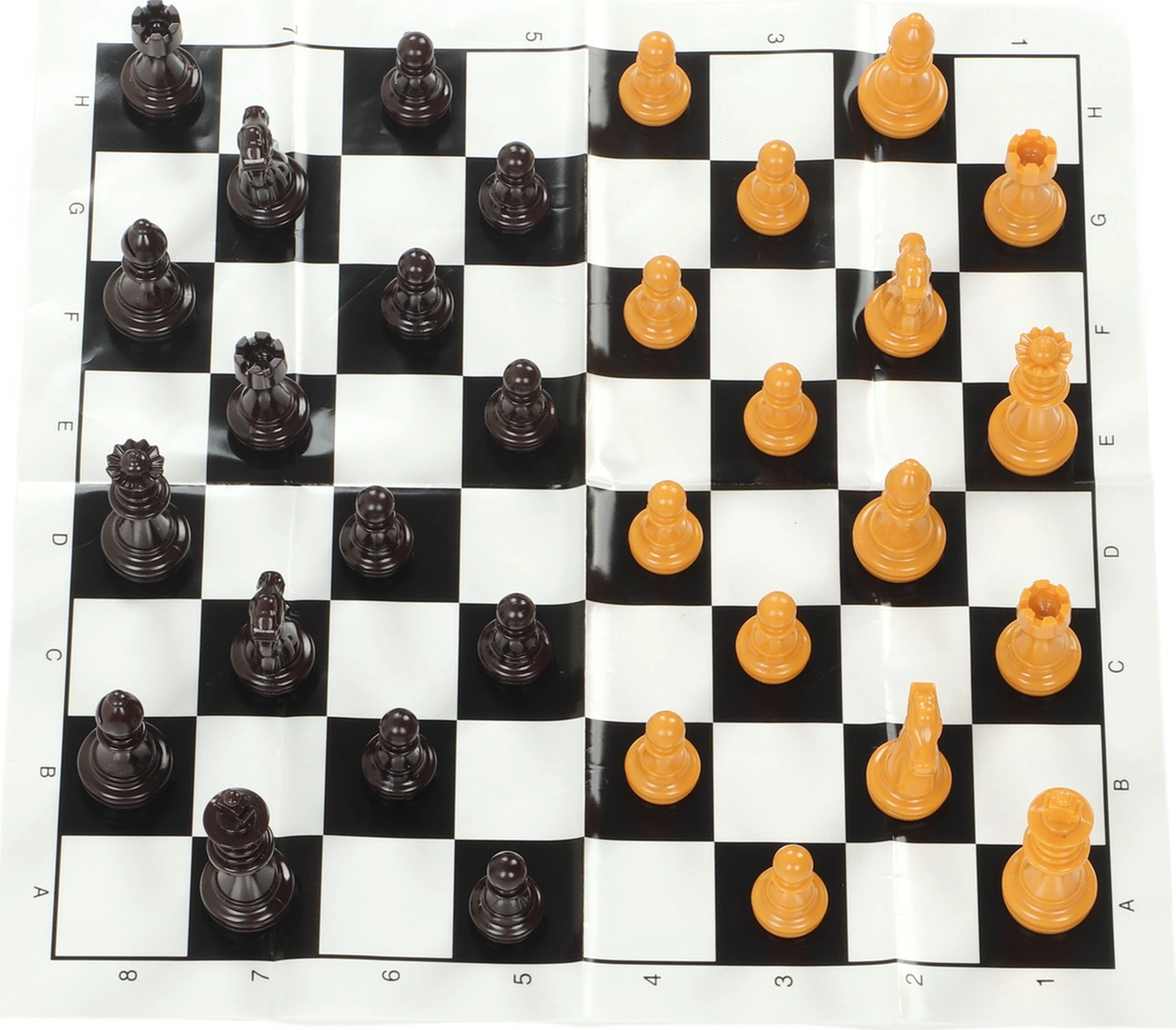 Vkemall Taşınabilir Plastik Satranç Seti - 25cm Folyo Tahta Ve Kumaş Çanta İle, Aile, Seyahat, Kamp İçin Zeka Egzersizi Oyunları