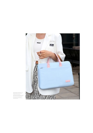 Hqgoodstore Rahat Basit Düz Renk Nefes Alabilen Su Geçirmez Ve Aşınmaya Dayanıklı Büyük Kapasiteli Dizüstü Bilgisayar Çantası 14 İnç Beyaz Pembe Pirinç Beyazı Tozu