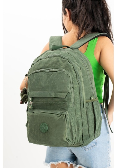 Ultra Hafif Çok Cepli Krinkıl Sırt Çantası Unisex Yeşil Model: 571-3b - Yeşil