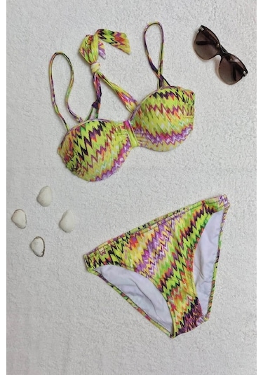 Dagi Straplez Destekli Push-Up Sarı Bikini Takımı