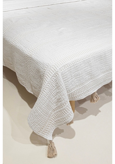 Koza Home Assos Krem Taş Yıkama Çift Kişilik Yatak Örtüsü 230x250 5035 514007 Diğer