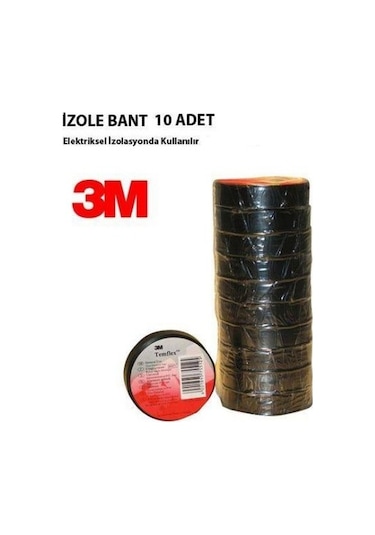 3M Temflex Elektrik Bandı İzole Bant 10 Adet Elektrikçi Bandı
