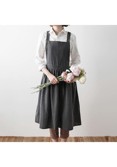 Suntek Pamuk Keten Kolsuz Önlük Mutfak Pişirme Pişirme