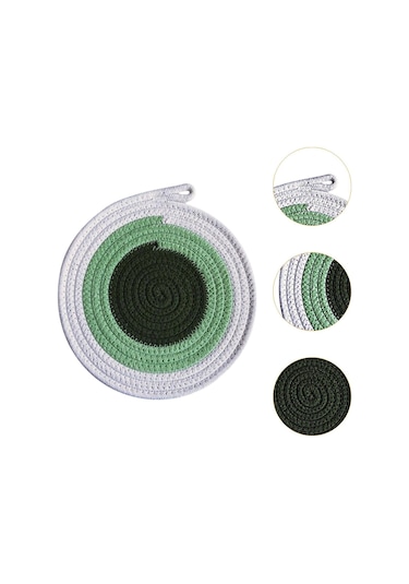 Suntek Çiftlik Evi Masa Mat Kaymaz Rustik Örgülü Yeşil-24cm