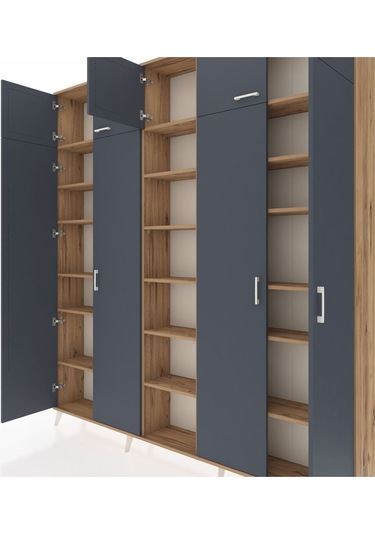 Arges Dolap 18 Raflı 9 Kapaklı 220x30x243 Çam-antrasit/çam Antrasıt/atlas Çam