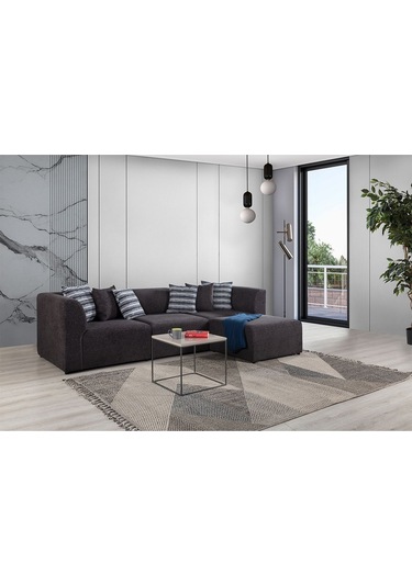 Beta Antrasit Piyonlu Köşe Koltuk Takımı Antrasit