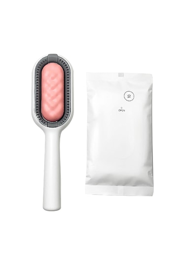 Vkemall Kedi Köpek 4'lü Fonksiyonlu Tüy Temizleme Aleti - Dökülen Tüy Alma, Masaj, Saç Temizleme, Güzellik Bakıcısı - Pembe Kısa Dişli Ve 10 Lü Islak Mendil Seti