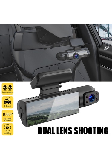 Gajeena Araba İki Lensli Dvr: Ön/iç 1080p Kayıt, 170 Geniş Açı, Gece Görüşü, 24 Saat Park Monitörü, 3.16" Ekran