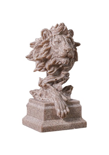 Suntek Magideal Aslan Kafası Heykeli El Sanatları Masa Kumtaşı-rengi