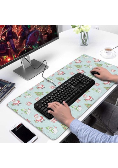 Noel Temalı 31.5x15.7 İnç Oyun Mouse Pad, Dikişli Kaymaz Kauçuk-a177
