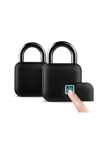 Hallow Akıllı Asma Kilit Parmak İzi Ve App Kilit Açma 300 Mah Siyah