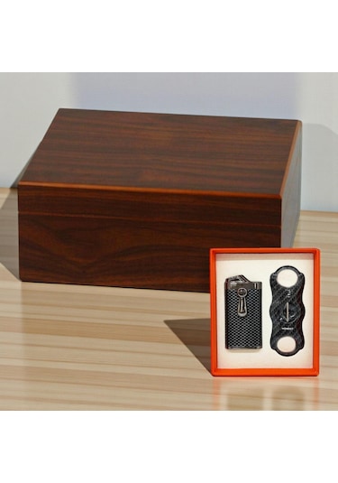 Cedar Alman Humidor Puro Kutusu Karbon Çakmak Kesici Seti
