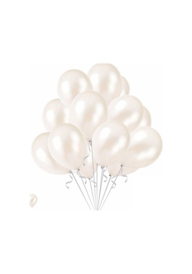 Beyaz Metalik Balon 10'Lu