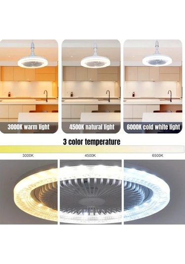 Dashanshop Xbate 2si 1 Arada Cok Fonksiyonlu Tavan Fani Isik Ve Renk Degistirme 25.4cm Beyaz Gri 50w
