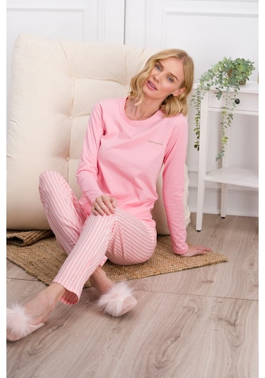 Pierre Cardin Pembe Çizgili Kadın Pijama Takımı