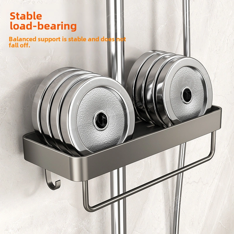 Monyee Banyo Duş Rafı: Alüminyum Mat Tek Kat, Delme Yok, Kanca Montajlı, Duş Çubuğu Tutucu, Sağlam Ve Pratik Depolama Diğer