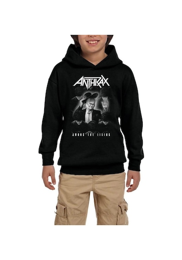 Anthrax Among The Living Siyah Çocuk Kapşonlu Sweatshirt Siyah