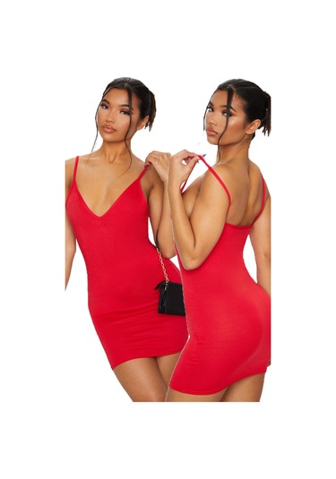 Askılı Mini Elbise Kırmızı