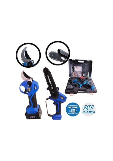 Hyundai HCS308XP + Lasercut 40XP Akülü Budama Seti Çift Akülü Profesyonel Bahçe Bakım Seti