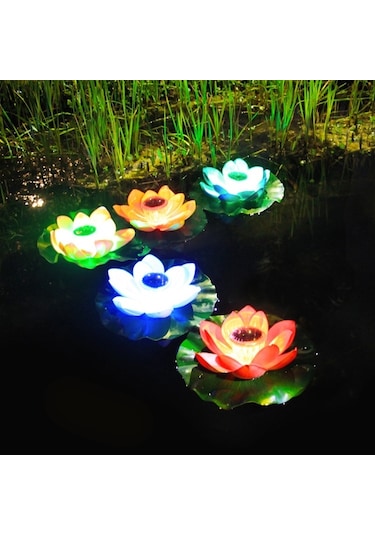 Cbtx Bahçe Aydınlatma Güneş Enerjili Açık Su Geçirmez Yüzen Işık Bahçe Avlu Lotus Işığı Açık Sarı
