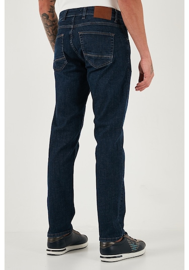 Buratti Streç Pamuklu Comfort Fit Yüksek Bel Boru Paça Jeans Erkek Kot Pantolon 4413C41Texas Lacivert
