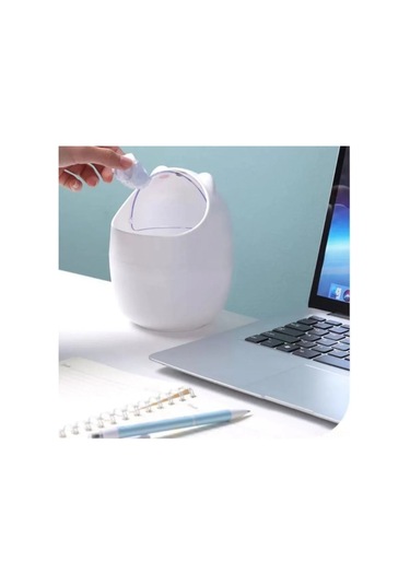 Ranyeek 1.2l Beyaz Ovaş Tipi Plastik Masaüstü Mülakat Kutusu, Kayar Kapaklı, Temizlik Ve Organize Etme İçin