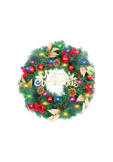 Ön Kapı 19 7" Yapay Noel Çelengi Renkli Işık