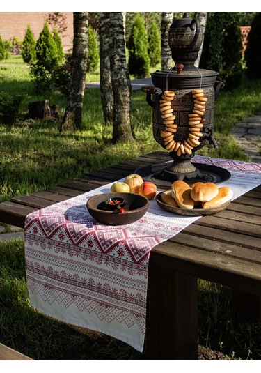 Leohome Rus Koleksiyonu Desenli Havlu Yol Halısı 449723355 Beyaz