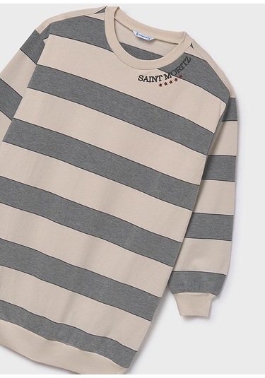 Mayoral 7913-64 Kız Çocuk Gri Çizgili Elbise Gri