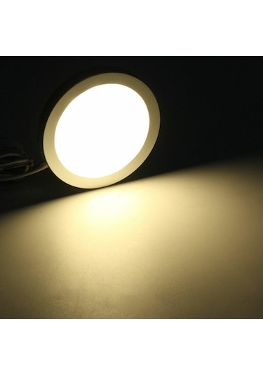 Geeksen İnce Led Dolap Aydınlatma, 21 Led'li Yuvarlak Tasarım, Mutfak Ve Vitrinler İçin 3000k Sıcak Beyaz, Yan Çıkışlı, 8 Adet